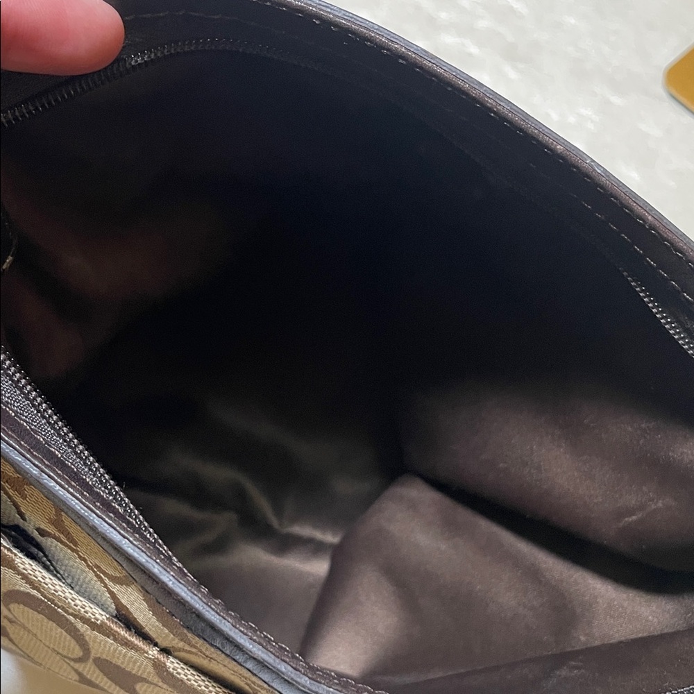 Coach Signature Brown & Tan Crossbody w Black Leather- Used - Picture 14 of 17